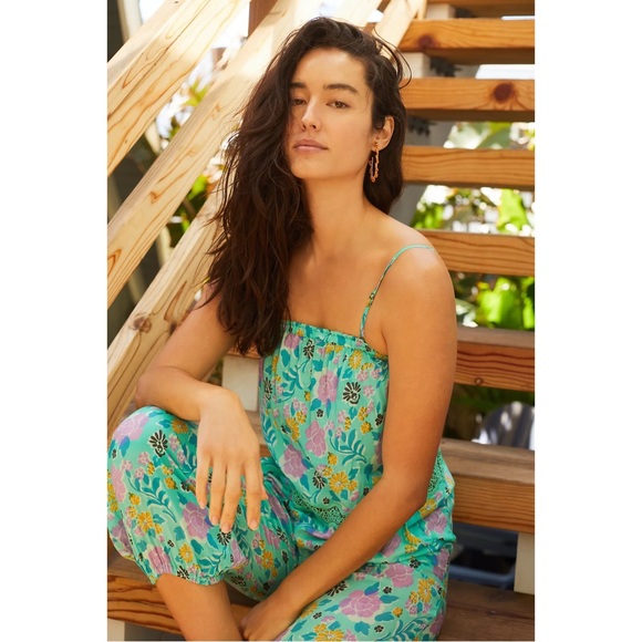 Anthropologie Floral Lounge Jumpsuit- NWT - L - Picture 2 of 12